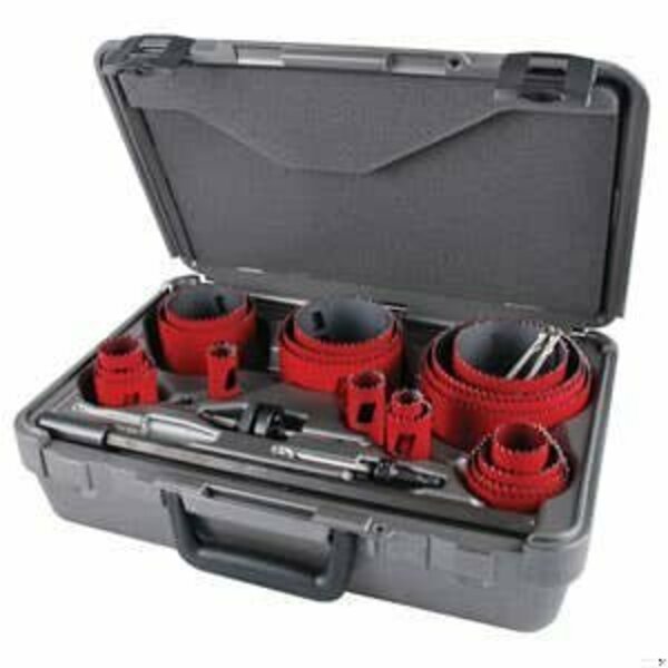 Morse Hole Saw Kit, Professional Tradesman, 25 pc, 1-15/16 in Cutting Depth, 5/6 TPI, Bi-Metal, Red MHS23M